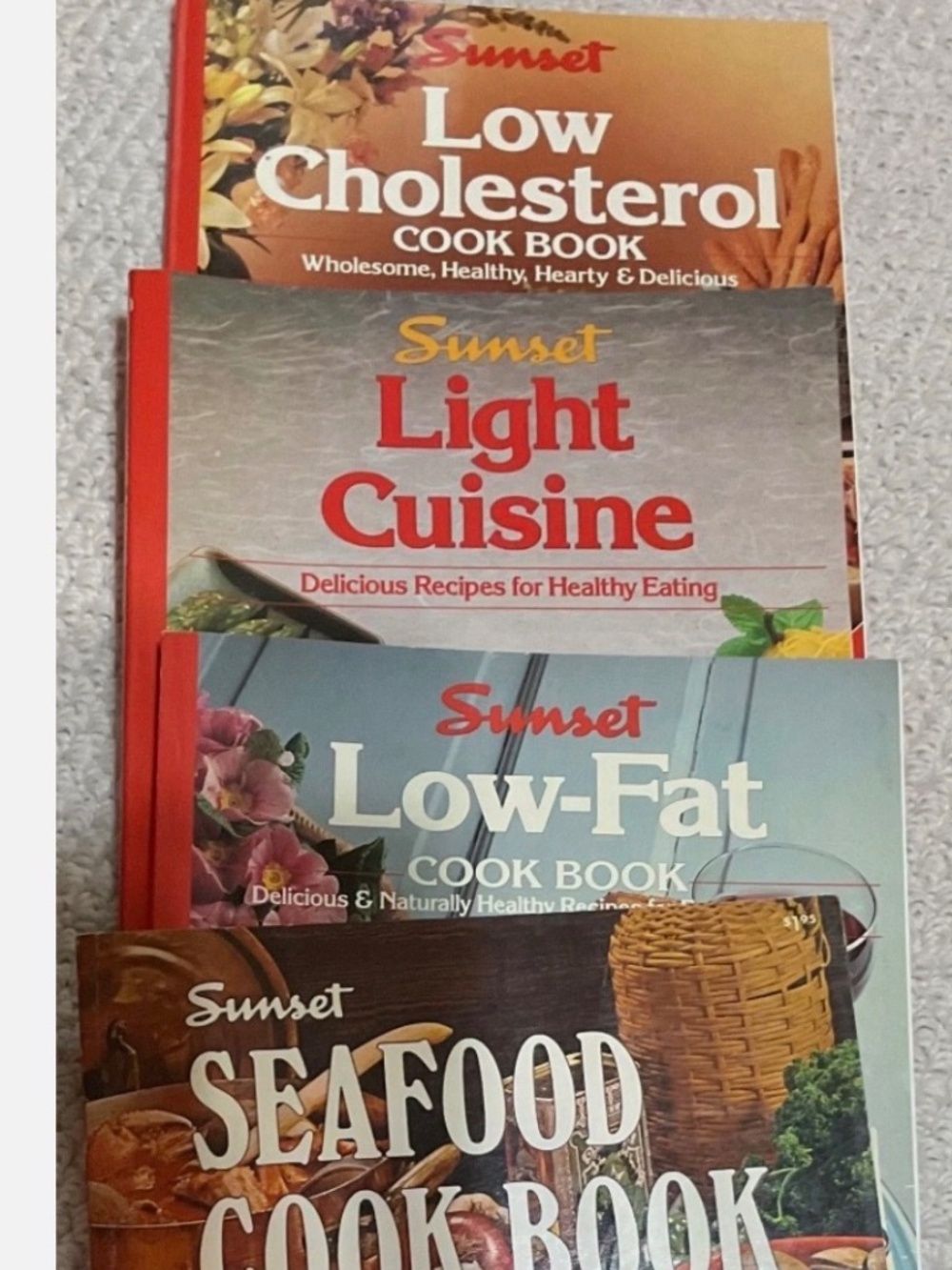 Sunset Light Cuisine, Sunset Low Cholesterol , Sunset Low- Fat, Cookbooks (4)